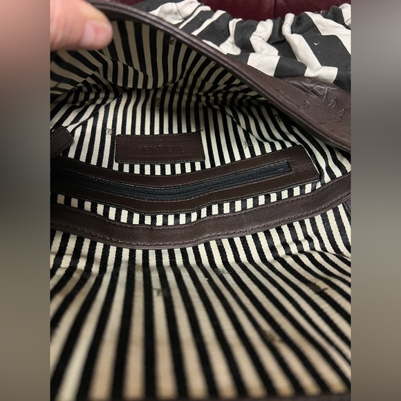 L.A.M.B. Dorset Chocolate Brown Leather Clutch with Faux Snakeskin - Picture 9 of 14